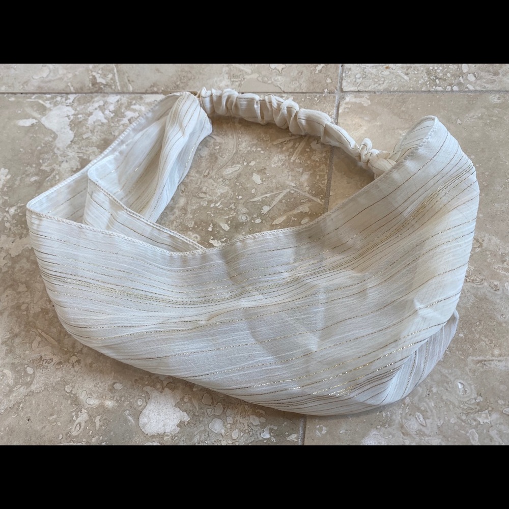 Ivory Headband with Gold thread